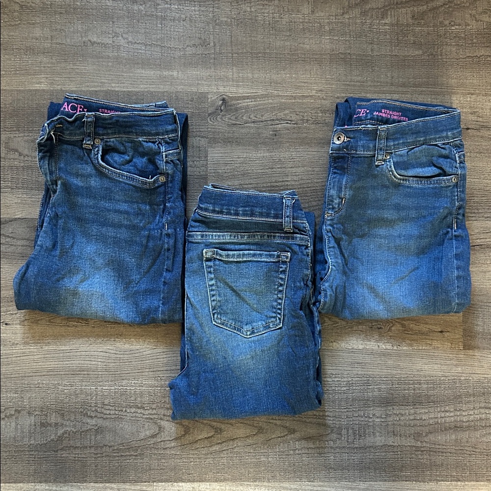 Girls Sz 14 The Children’s Place Blue Denim Jeans Trio